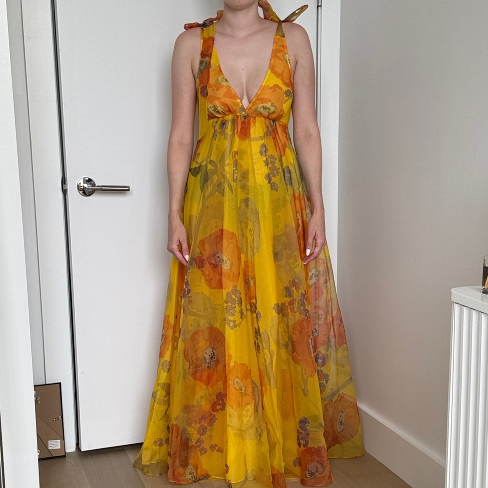STAUD Dandelion Yellow Floral Maxi Dress 2